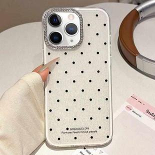 For iPhone 11 Pro Max Glitter Powder Polka Dots Rhinestone Large Hole Phone Case(White)