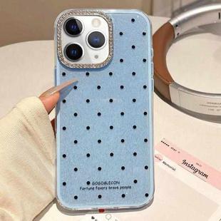 For iPhone 11 Pro Max Glitter Powder Dots Pattern Rhinestone Large Hole Phone Case(Blue)