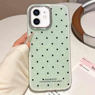 For iPhone 11 Glitter Powder Polka Dots Rhinestone Large Hole Phone Case(Green)