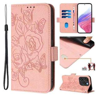 For Coolpad X100 Embossed Rose RFID Anti-theft Leather Phone Case(Pink)