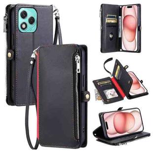 For Honor 400 Lite Leather Stitching Multi-card Slot Zipper Phone Case(Black)