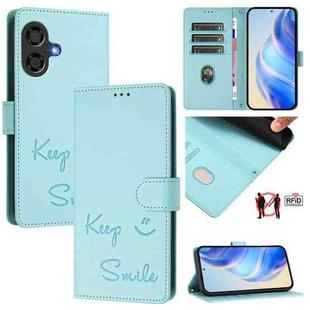For Coolpad Cool 40i Smile Embossing RFID Leather Phone Case(Mint Green)