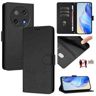 For Coolpad C16 Smile Embossing RFID Leather Phone Case(Black)