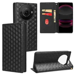 For Sharp Aquos R8 Pro / Leica Leitz Phone 3 Cubic Grid Texture Flip Leather Phone Case(Black)