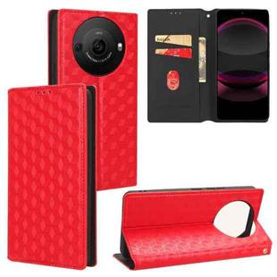 For Sharp Aquos R8 Pro / Leica Leitz Phone 3 Cubic Grid Texture Flip Leather Phone Case(Red)