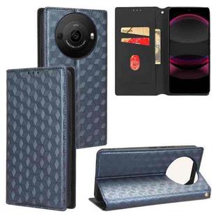 For Sharp Aquos R8 Pro / Leica Leitz Phone 3 Cubic Grid Texture Flip Leather Phone Case(Blue)