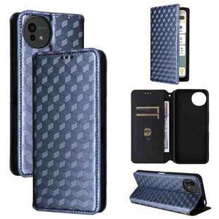 For Sharp Aquos wish5 Cubic Grid Texture Flip Leather Phone Case(Blue)