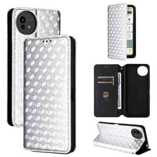 For Sharp Aquos wish5 Cubic Grid Texture Flip Leather Phone Case(Silver)