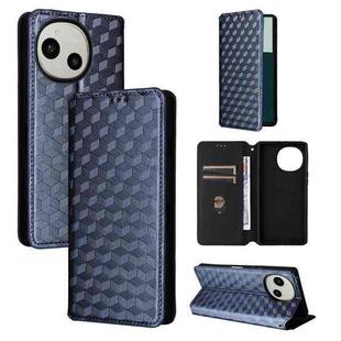 For Sharp Aquos R10 / R9 Cubic Grid Texture Flip Leather Phone Case(Blue)