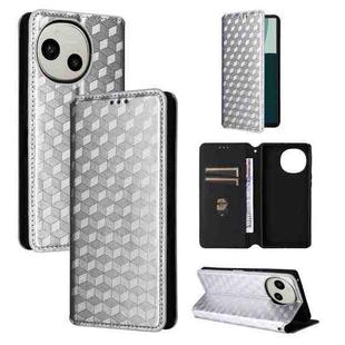 For Sharp Aquos R10 / R9 Cubic Grid Texture Flip Leather Phone Case(Silver)