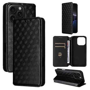 For iPhone 16 Pro Cubic Grid Texture Flip Leather Phone Case(Black)