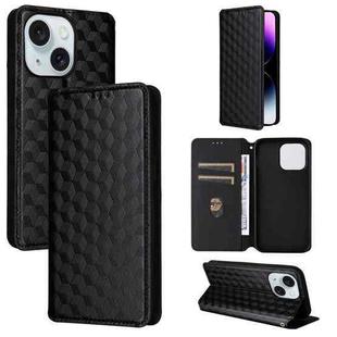 For iPhone 15 Plus Cubic Grid Texture Flip Leather Phone Case(Black)