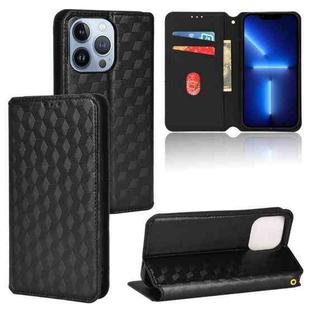 For iPhone 14 Pro Cubic Grid Texture Flip Leather Phone Case(Black)