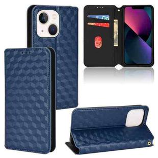 For iPhone 13 mini Cubic Grid Texture Flip Leather Phone Case(Blue)