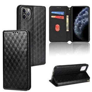 For iPhone 11 Pro Max Cubic Grid Texture Flip Leather Phone Case(Black)