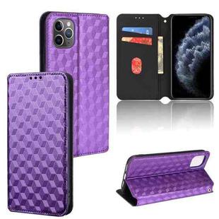 For iPhone 11 Pro Max Cubic Grid Texture Flip Leather Phone Case(Purple)