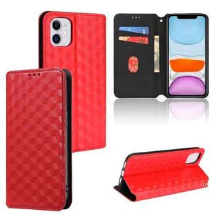 For iPhone 11 Cubic Grid Texture Flip Leather Phone Case(Red)