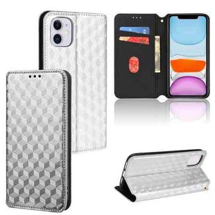 For iPhone 11 Cubic Grid Texture Flip Leather Phone Case(Silver)