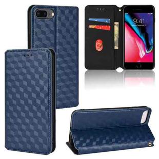 For iPhone 6 Plus / 7 Plus / 8 Plus Cubic Grid Texture Flip Leather Phone Case(Blue)