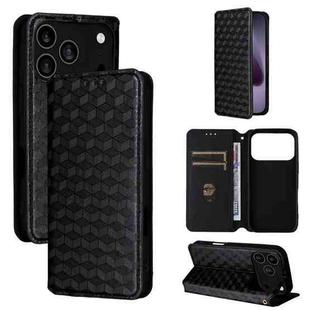 For iPhone 17 Pro Max Cubic Grid Texture Flip Leather Phone Case(Black)