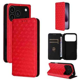 For iPhone 17 Pro Cubic Grid Texture Flip Leather Phone Case(Red)