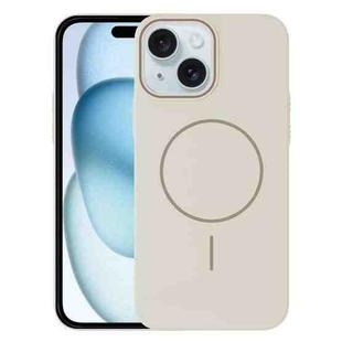 For iPhone 15 Thin Circle PC Injection MagSafe Phone Case(Rock Beige)