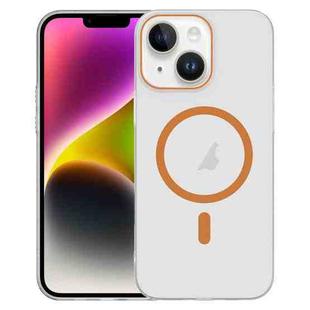 For iPhone 14 Clear PC Injection MagSafe Phone Case(Orange)