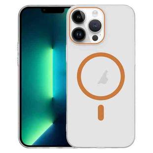 For iPhone 13 Pro Max Clear PC Injection MagSafe Phone Case(Orange)