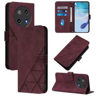 For Coolpad C16 Crossbody 3D Embossed Flip Leather Phone Case(Wine Red)
