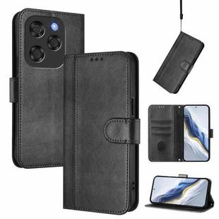 For Coolpad X100 Line Splicing Buckle Retro Leather Phone Case(Black)