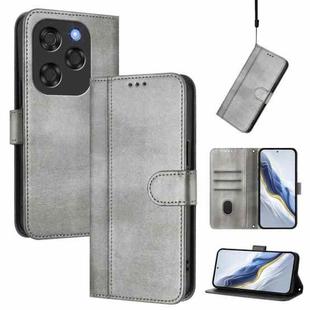 For Coolpad X100 Line Splicing Buckle Retro Leather Phone Case(Grey)