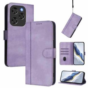 For Coolpad X100 Line Splicing Buckle Retro Leather Phone Case(Purple)