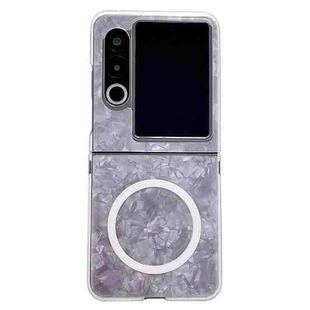For ZTE nubia Flip2 Pearlescent Shell Texture MagSafe Phone Case(Pink)