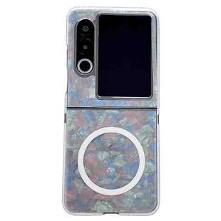 For ZTE nubia Flip2 Pearlescent Shell Texture MagSafe Phone Case(Beige)