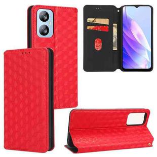 For Blackview A52 / A52 Pro Cubic Grid Texture Flip Leather Phone Case(Red)