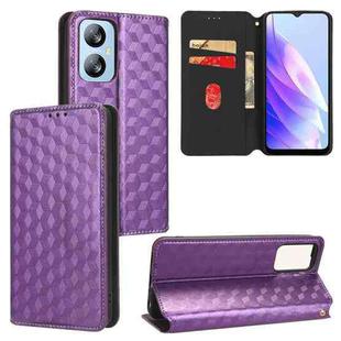 For Blackview A52 / A52 Pro Cubic Grid Texture Flip Leather Phone Case(Purple)