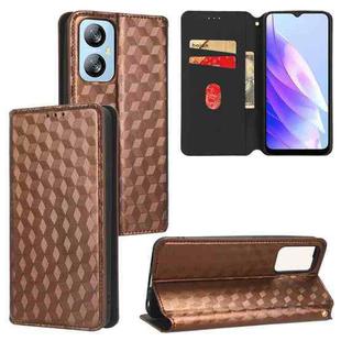 For Blackview A52 / A52 Pro Cubic Grid Texture Flip Leather Phone Case(Brown)