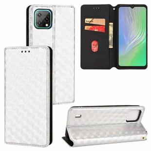 For Blackview A55 Cubic Grid Texture Flip Leather Phone Case(Silver)