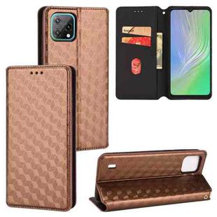 For Blackview A55 Cubic Grid Texture Flip Leather Phone Case(Brown)