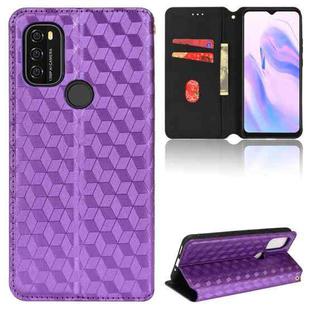For Blackview A70 Cubic Grid Texture Flip Leather Phone Case(Purple)