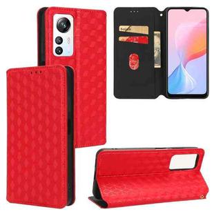 For Blackview A85 Cubic Grid Texture Flip Leather Phone Case(Red)