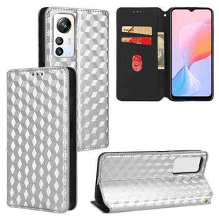 For Blackview A85 Cubic Grid Texture Flip Leather Phone Case(Silver)