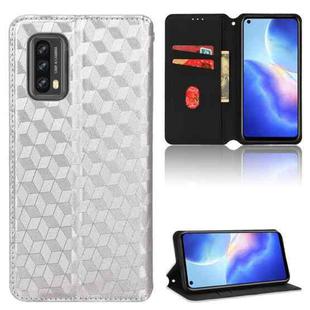 For Blackview A90 Cubic Grid Texture Flip Leather Phone Case(Silver)