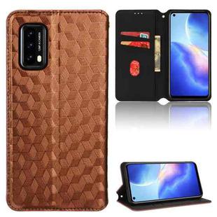 For Blackview A90 Cubic Grid Texture Flip Leather Phone Case(Brown)