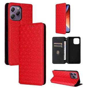 For Blackview A96 Cubic Grid Texture Flip Leather Phone Case(Red)
