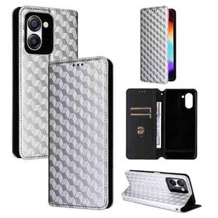 For Blackview Color 8 Cubic Grid Texture Flip Leather Phone Case(Silver)