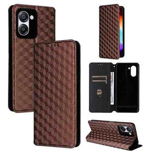 For Blackview Color 8 Cubic Grid Texture Flip Leather Phone Case(Brown)