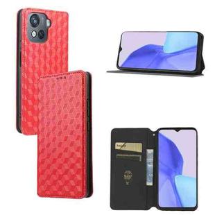 For Blackview Oscal C80 Cubic Grid Texture Flip Leather Phone Case(Red)