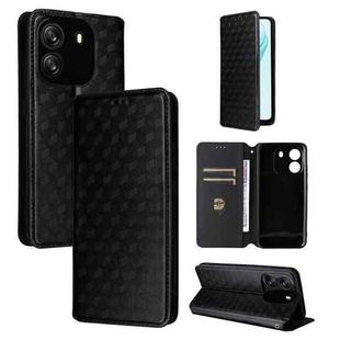 For Blackview Wave 6C Cubic Grid Texture Flip Leather Phone Case(Black)