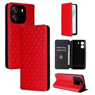 For Blackview Wave 6C Cubic Grid Texture Flip Leather Phone Case(Red)
